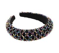 HEMOTON Wide-brimmed Headband for Women Handmade Braided Beaded Hair Accessory Vintage Style Hair Band for Wedding Bohemian Fashion Headband for Teen Girls Sparkling Crystals