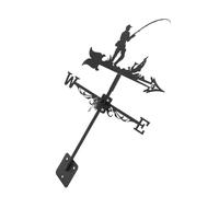 HEMOTON Wind Vane Weathervane Iron Black Statue Roof and Garden Decorative Wind Direction Indicator for Barn and Roof Installation