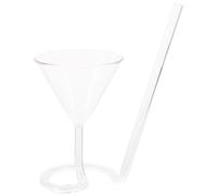 Hemoton Wine Glasses Stemware Creative Martini Glass Spiral Goblet with Drinking Tube Straw Cocktail Wedding Toasting Flutes(Transparent)