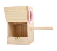 HEMOTON Wood Bird Breeding Box with Left Hanging, 20x12x12cm Wooden Nesting Case for Budgerigars and Parrots, Bird House Suitable for Indoor and Outdoor Breeding