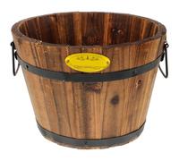 HEMOTON Wood Flower Bucket Large Outdoor Planter Medium Garden Wooden Effect Planter, Outdoor Half Whiskey Cask Flower Pot, Indoor Rustic Patio Grow Plant Container Large Indoor Planters