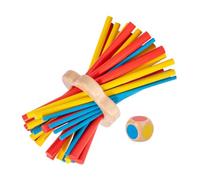 HEMOTON Wooden Balance Stick Game for Colorful Montessori Sticks with Dice Challenge Enhances Hand Eye Coordination Patience Strategy Compact Educational for Family Fun and Travel