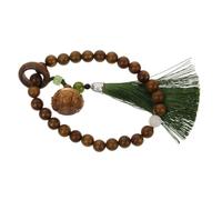 HEMOTON Wooden Bead Bracelet Unisex Rosary Prayer Beads with Lotus Scented Charm Tassel Skin-friendly Wristband for Men and Women Vintage Aesthetic Jewelry for Daily Wear and Travel