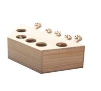 HEMOTON Wooden Cat for Kitten and Cat Interactive Play with Five Holes Maze Design Khaki Colour Interactivity and Easy to Store