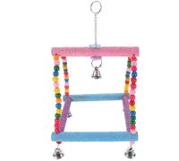 HEMOTON Wooden Parrot Swing with Ladder for Small Birds and Parakeets, Creative Design Fun and Balance, for Playground Use Random Color