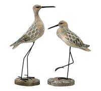 HEMOTON Wooden Seabird Figurines in Mediterranean Style 2pcs with Legs Coastal Bird Statues Featuring Stable Colours and Easy to Place Design for Home Or Garden Decoration