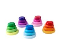 HEMOTON Wooden Stone Balancing Blocks Set for Children 20-Piece Educational Toys for Early Learning Colorful Building Blocks for Parent-Child Play and Cognitive Development