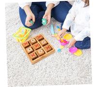 HEMOTON Wooden Toe Game Board for Family Party Neutral Color Wooden Board Game Enhances Strategic Thinking and Observation Skills Compact Storage for Crosses and Noughts