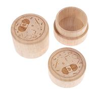 HEMOTON Wooden Tooth Keepsake Box 2pcs Round Baby Teeth Storage Case with Smooth Surface Memorial Keepsake for Babies and Newborns Simple Beige Organizer