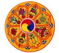 HEMOTON Yellow Nepalese Buddha Sound Bowl Cushion 5.1 Inch Traditional Embroidery Non-Slip Mat for Tibetan Singing Bowl Sturdy Meditation Pad