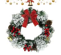 Hemousy Artificial Christmas Wreath | Festive Wreath with Bow Berries Bells,Artificial Rustic Seasonal Garland for Fireplace Mantle Front Door Porch Wall Window Indoor Hotel Restaurant Home Winter