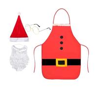 Hemousy Christmas Santa Aprons,Christmas Outfit Set - Dress Up Hat Apron Beard Glasses Costume Suit for Women Men Role Play Party Cosplay Stage Performances