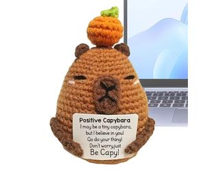 Hemousy Crochet Positive Animals | Emotional Inspired Capybara Doll,Funny Stuffed Toys with Inspirational Card, Desk Decoration for Home Studio Bedroom Studio Living Room