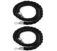 Hemp Braided Stanchion Rope with Silver Hooks - Crowd Control Barrier for Warehouse Lobby & Events - Available in 1/2/4 Pack Options for Grand Openings