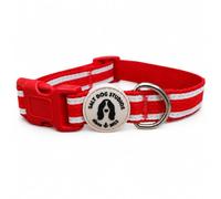 Hemp Dog Collar - Scarlet Red Stripe - Medium - Salt Dog Studios