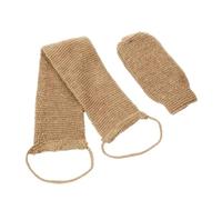 Hemp Jute Back Scrubber Bath Towel Set | Exfoliating Loofah Strap With Gloves For Shower Body Cleaning, Natural Fibers, Gentle Scrub
