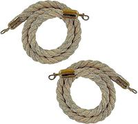 Hemp Rope Barrier Cord for Outdoor Safety, 32mm (2 Pack, 100cm/40in), Braided Garden Roadway Security with Gold Clips, Ideal for Events and Path Marking