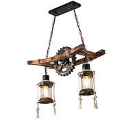 Hemp Rope Chandelier Wood Pendant Lamp Antique Vintage Hanging Light E27 Dining Room Lighting Industrial Wrought Iron Hanging Lamp Retro Style Bedroom Living Room Droplights 2 Lights