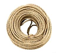 Hemp Rope Covered Twisted 2 Core Lamp Wire Vintage Style Lighting Cable Dual Copper Conductor Flexible for BRAIDED Cord for Decorative Pendant Fixtures Custom Indoor Lamp Projects
