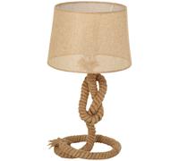 HOMCOM Nautical Style Rope-Base Table Lamp With Fabric Lampshade Metal Frame Beige, Cream