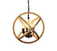 hemp rope pendant light 3 lights retro industrial chandelier metal island hanging lamp for bedroom restaurant cafe bar-black 45cm(18inch)