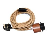 Hemp Rope Plug in Pendant Light, 5M Lamp Cable with Switch, E27 Lamp Holder, Plug in Hemp Rope Light Fitting, Plug in Ceiling Light, Hanging Light Cord for Indoor Creativity, Rural Lighting Fixture