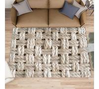 Hemp Rope Stripes Area Rug 100x150cm Beige Living Room Carpet Rugs Woven Texture Non Slip Short Pile Floor Mat Machine Washable Shaggy Soft Bedroom Area Carpet Rug for Home Decor
