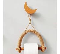 Hemp Rope Toilet Paper Holder, Rustic Wall Mounted Tissue Stand for Bathroom, Handmade Creative Wood & Jute Roll Holder, Farmhouse Coastal Decor