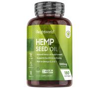 Hemp Seed Oil Capsules Softgels | 180 Omega 3 6 9 Capsules with Added Vitamin E | Cold-Pressed | 6 Months Supply | Supports Normal Blood Cholesterol Levels (EFSA) | 1 Softgel A Day
