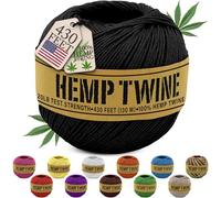 Hemp Twine for Gardening - Twine for Crafts - Organic Natural Hemp String for Jewelry Making - Strong Durable Cord for Decoration, Macrame + Cooking - 1MM, 100G/430 Ft. - 20 lb. Test Strength - Black