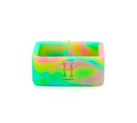 Hemper Cache Unbreakable Silicone Ashtray with Poker - Heat-Resistant Debowling Ashtray for Smokers - Non-Stick, Easy-to-Clean Ash Holder for Home Office, and Outdoor Use - (Neon Rainbow Glow)