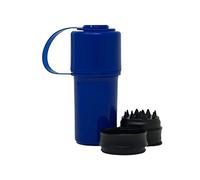 Hemper Keeper 3-in-1 Grinder & Storage Container - Compact Organizer with Removable Grinder, Dual Compartments for Raw & Ground Materials, Travel-Friendly with Clip Attachment - (Blue)