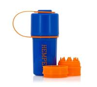 HEMPER Keeper 3-in-1 Herb Grinder with Dual Storage Compartments, Smell-Proof and Water-Resistant Design, Built-in Removable Grinder, Portable & Flexible Tether for On-The-Go Use - (Blue & Orange)