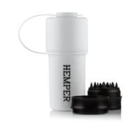 Hemper Keeper 3-in-1 Herb Grinder with Dual Storage Container - Smell-Proof, Airtight & Water-Resistant - Built-In Removable Grinder, Dual Compartments for Flower & Ground - (White)