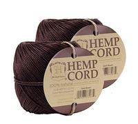 Hemptique 100% Natural Hemp Cord Ball - 122 Meter Hemp String - Biodegradable 1mm Cord Thread for Jewelry Making, Macrame, Greeting Cards & More - Dark Brown, Pack of 2
