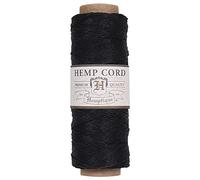 Hemptique 100% Natural Hemp Cord Single Spool - 205ft ~ 62.5m Hemp String Spool - Crafters Number 1 Choice - .5mm Cord Thread for Jewelry Making, Macramé, Scrapbooking, & More - Black