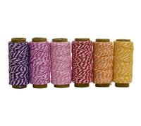 Hemptique Cotton Baker's Twine Mini Spool Set 2-Ply 65'-Spring Fling, Other, Multicoloured, 4.48 x 10.25 x 21.05 cm