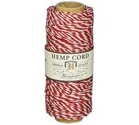Hemptique Hemp Variegated Cord Spool 20lb 205'-Red and White, Other, Multicoloured
