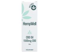 HempWell Pure CBD Isolate Oil - 1500mg, THC-Free & Vegan with Organic MCT Oil - Natural Flavour - 30ml