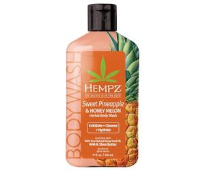 Hempz Body Wash Hydrating for Sensitive Skin, Scented, Moisture, Exfoliating with Shea Butter, Pure Hemp Seed Oil, and Algae for Sensitive Skin17 fl oz (Pineapple & Honey Melon)