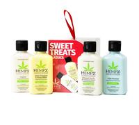 Hempz Mini Sweet Treats Classics Lotion Gift Set - Hydrating Body Moisturiser Travel Essentials with Original, Pineapple, Vanilla & Coconut Scents, Ideal for Men and Women
