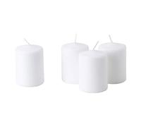 HEMSJÖ Unscented Block Candle, White, Pack of 4, Diameter: 6 cm Height: 8 cm Burning time: 15 hr.
