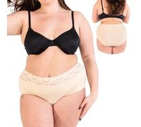 HEMSLEY Period Pants for Women and Teens, UK Size 6-28, Post Partum, PCOS, Leakproof & Breathable Period Underwear - Period knickers with delicate lace - for Medium to Heavy Flow Nude