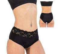 HEMSLEY Period Pants for Women and Teens, UK Size 6-28, Post Partum, PCOS, Leakproof & Breathable Period Underwear - Period knickers with delicate lace - for Medium to Heavy Flow Black