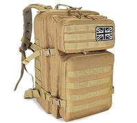 HEMSO Military Tactical Backpack, 45L Outdoor Assault Survival Travel Backpack, Waterproof Backpack, Suitable for Hunting, Hiking & Camping and Other Outdoor Activities (Khaki)