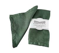 Hemstitched Linen Napkins - 50 cm x 50 cm - Stonewashed Pure Linen Cloth Napkins with Mitered Corners - Set of 4 (Rustic Green)