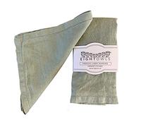 Hemstitched Linen Napkins - 50 cm x 50 cm - Stonewashed Pure Linen Cloth Napkins with Mitered Corners - Set of 4 (Soft Sage Green)