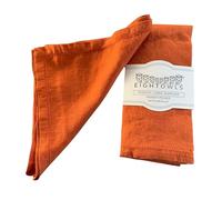 Hemstitched Linen Napkins - 50 cm x 50 cm - Stonewashed Pure Linen Cloth Napkins with Mitered Corners - Set of 4 (Tangerine)