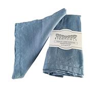 Hemstitched Linen Napkins - 50 cm x 50 cm - Stonewashed Pure Linen Cloth Napkins with Mitered Corners - Set of 4 (Dusty Pastel Blue)