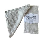 Hemstitched Linen Napkins - 50 cm x 50 cm - Stonewashed Pure Linen Cloth Napkins with Mitered Corners - Set of 4 (Natural)